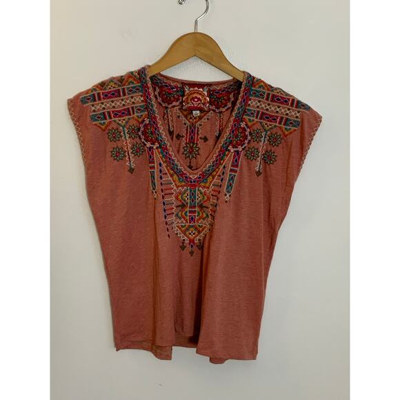 JOHNNY WAS Verena Embroidered T-Shirt size small - Picture 1 of 5